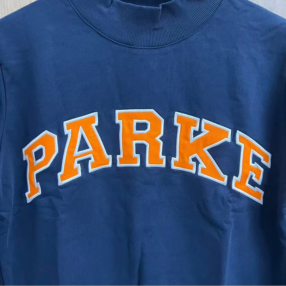 Parke Navy Crewneck Sweatshirt with Orange Applique - Picture 2 of 5